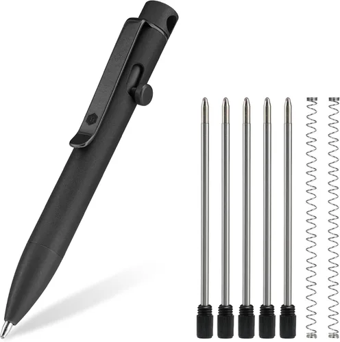 Vista 16 de KeyUnity KP01BK Bolt Action EDC Pen con clip, bolígrafo de bolsillo de titanio para transporte diario (negro)