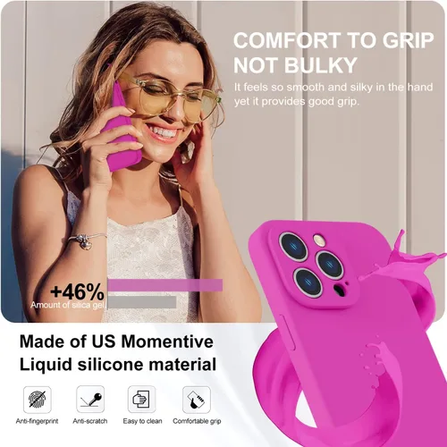 Vista 6 de Vooii Funda magnética compatible con iPhone 14 Pro, protector de pantalla 9H, protector de cámara, forro de microfibra suave, funda de silicona