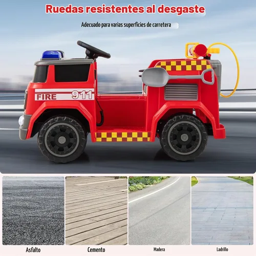 Vista 14 de OLAKIDS - Camión de bomberos con control remoto para padres, pistola de Rojo