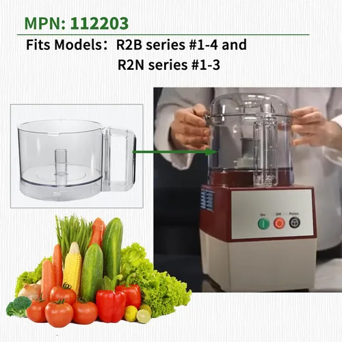 Vista 2 de 112203 - Cuenco para procesador de alimentos de 3 cuartos de galón compatible con Robot Coupe R2 procesador de alimentos
