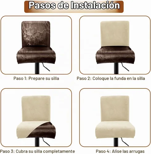 Vista 7 de Juego de 4 fundas de terciopelo para taburetes de bar, fundas elásticas suaves para taburetes de bar con respaldo, lavables, extraíbles, fundas