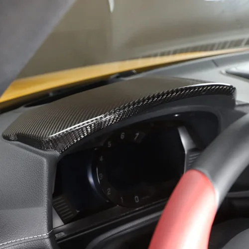 Vista 2 de Cubierta de tablero de consola central de fibra de carbono real para Toyota Supra GR A90 A91 MK5 2019-2024, cubierta para panel de salpicadero