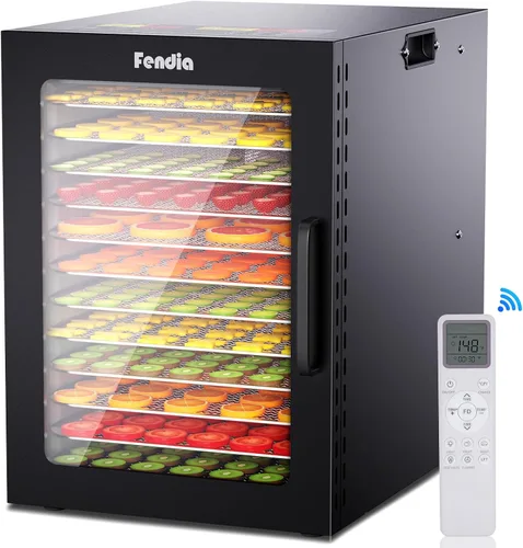 Vista 7 de Deshidratador de alimentos para carne seca, 9 bandejas grandes de acero inoxidable, deshidratador de frutas de 800 W con control remoto