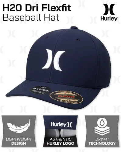 Vista 2 de Hurley Gorra de camionero para hombre, transpirable, absorbe la humedad, gorra ajustada H2O Dri Flexfit - Sombreros de camionero para hombre