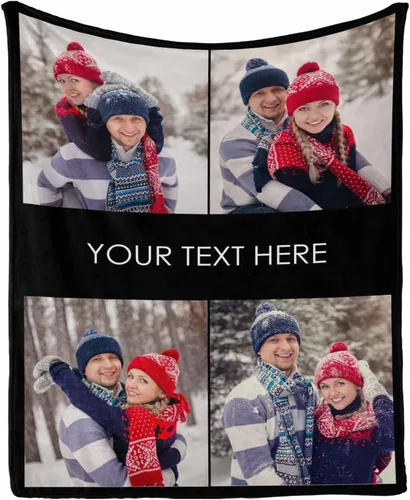 Vista 14 de InterestPrint Manta personalizada con texto y fotos, collage, regalo personalizado para cumpleaños, aniversario, boda, regalo personalizado