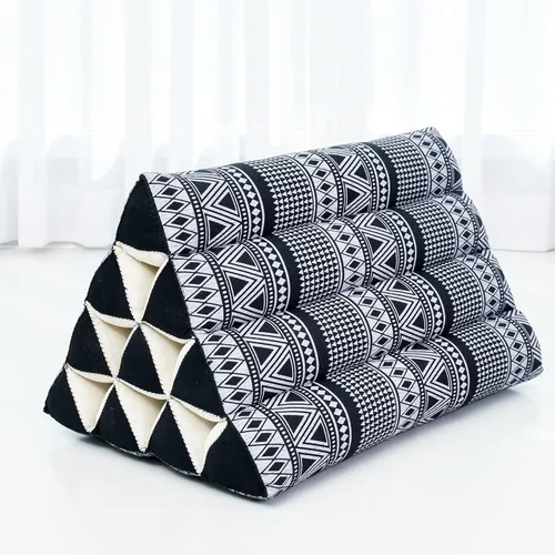 Vista 6 de Leewadee Cojín Thai Triangle – Cómodo respaldo para TV o lectura, almohada de cuña – Relleno natural ecológico Kapok 20 x 13 x 13 pulgadas, negro
