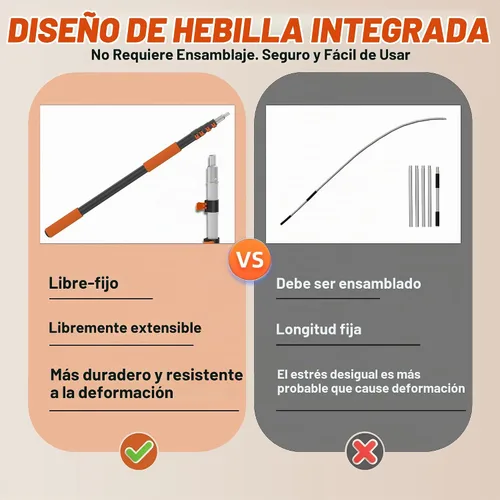 Vista 4 de Buyplus Poste telescópica de 26 pies de alcance, poste extensible de 5 a 20 pies, poste de extensión para rodillo de pintura, poste extensible