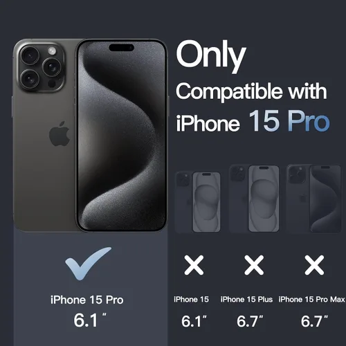 Vista 2 de JETech - Funda para iPhone 15 Pro de 6.1 pulgadas, cubierta a prueba de golpes sin amarillamiento, parte trasera transparente antiarañazos (negro)