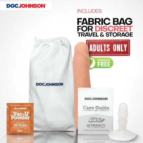 Vista 5 de Doc Johnson Serie Signature – Lucas Frost – Consolador ULTRASKYN de 7 pulgadas con ventosa extraíble Vac-U-Lock – Compatible con máquina F y arnés