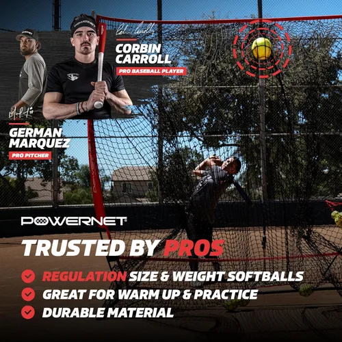 Vista 2 de PowerNet Softball Batting Practice Equipment - Bucket of 11" & 12" Softballs, Weighted & Flexi Balls, Crushers