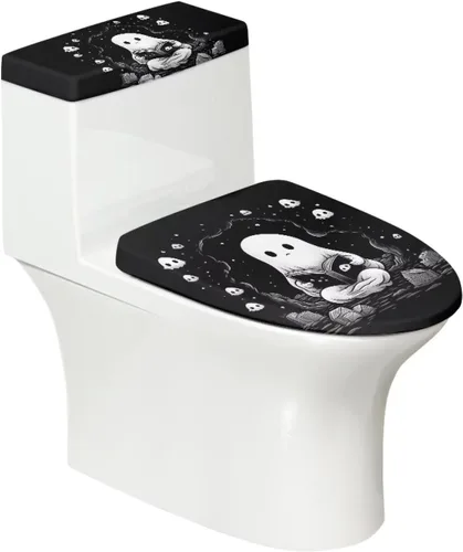 Vista 44 de Funda de asiento de inodoro de mármol blanco dorado para baño, cubierta de tapa de tanque de inodoro suave, 2 piezas, fundas de inodoro con tela