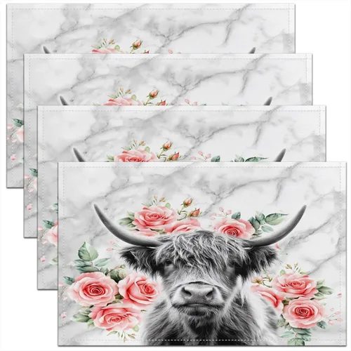 Vista 38 de Erosebridal Juego de 4 manteles individuales rústicos del oeste de 12 x 18 pulgadas, manteles individuales azteca del suroeste, manteles