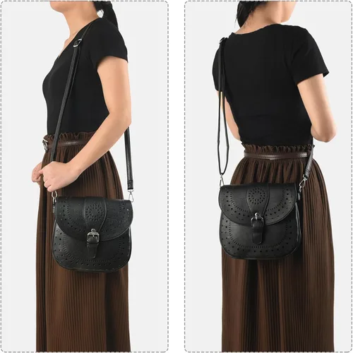 Vista 7 de forestfish Bolso bandolera de cuero PU para mujer, bolso hueco vintage