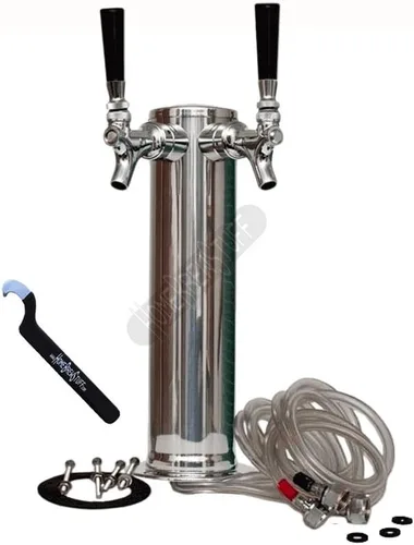Vista 2 de HomeBrewStuff - Kit de conversión de barril Kegerator de torre de cerveza de doble barril con regulador y bandeja de goteo recortada