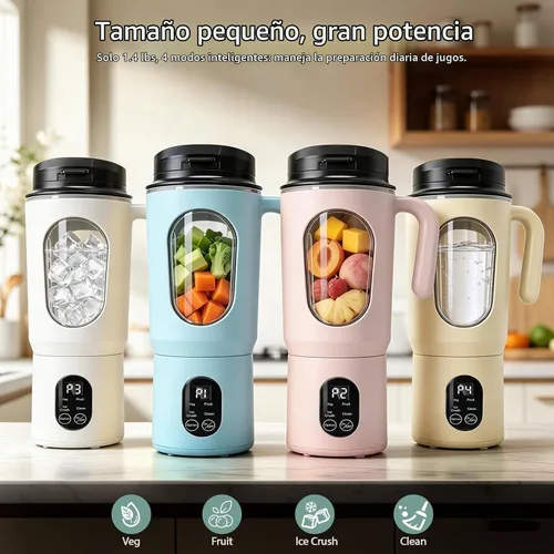 Vista 7 de Batidora portátil para batidos, 580ML USB-C recargable Juicer Cup (verde)