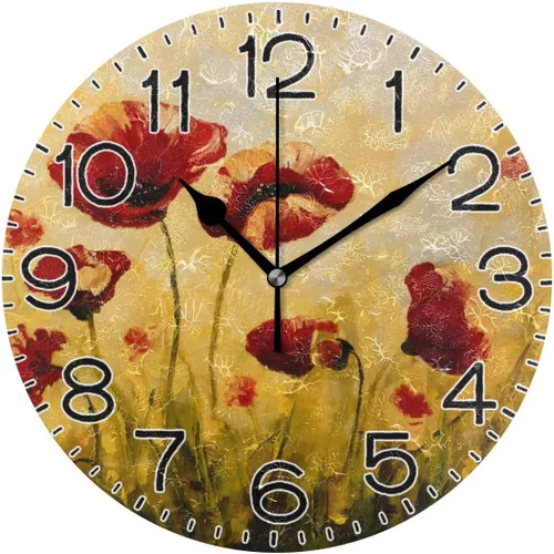 Vista 14 de ALAZA Reloj de pared de mármol marrón natural, funciona con pilas, sin tictac, silencioso, de cuarzo, analógico, rústico, rústico, reloj redondo