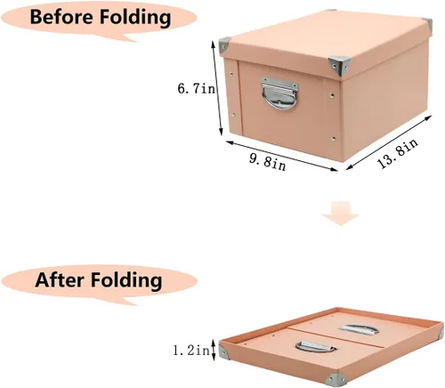 Vista 2 de GUOZI Caja de almacenamiento plegable, caja de memoria decorativa con tapa y esquinas reforzadas de metal, contenedor de archivos de cartón