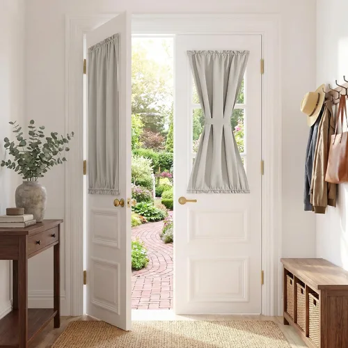 Vista 22 de PONY DANCE Persianas para puertas – Paneles opacos para tratamiento de ventanas, cortinas sólidas de alta resistencia con bolsillo para barra