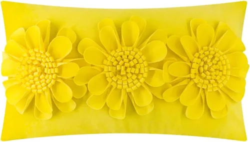 Vista 18 de JWH - Funda de almohada de flores 3D, terciopelo, rosa brillante, 12 x 20 pulgadas Acento decorativo de girasol, diseño floral lumbar, cama