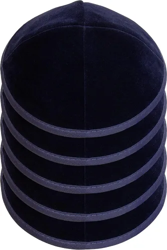 Vista 5 de Paquete de 5 piezas – Hq Satin/Lino/Velvet/Seda Cruda/Gamuza Kippah para hombre, sombrero Yamaka diseñado en Israel – Kippot Bulk