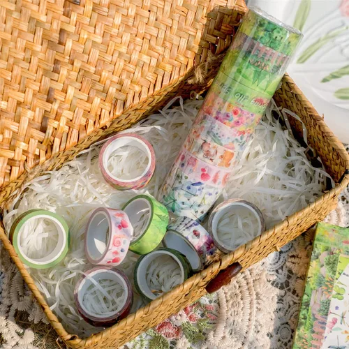 Vista 6 de YUBBAEX 10 Rollos Juego de Cinta Washi de Cuatro Estaciones Hierba Verde y Flores Cintas Decorativas de Enmascarar (Primavera)