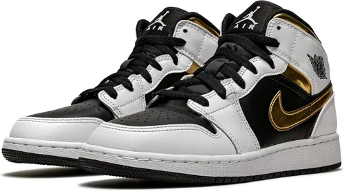 Vista 2 de Jordan 1 Mid (caña media) de color naranja ártico blancoantracita-naranja ártico para niños grandes, BlancoMulticolor-Negro, 7 Big Kid