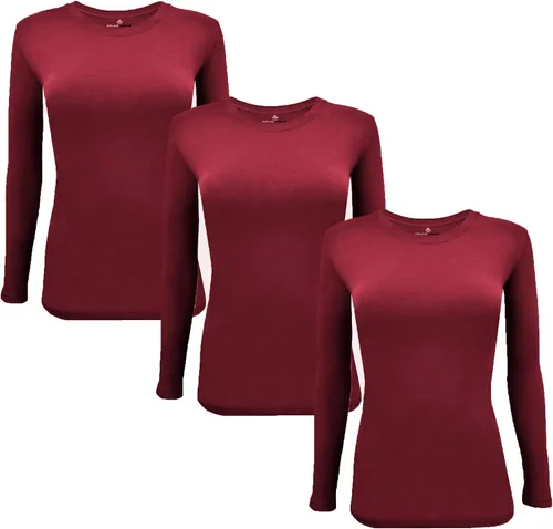 Vista 116 de Natural Uniforms Camiseta Under Scrub para mujer, cuello redondo, manga larga, paquete de 3, paquete múltiple de 3