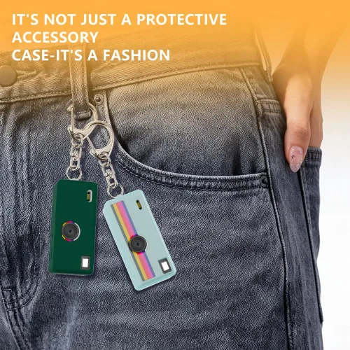 Vista 6 de Funda de silicona para llavero Kodak CHARMERA para cámara digital con protector de pantalla y cordón para accesorios de llavero CHARMERA