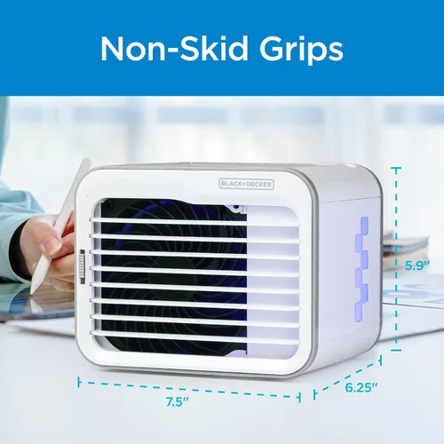 Vista 7 de BLACK+DECKER - Ventilador de aire de escritorio, ventilador portátil personal con 3 velocidades, enfriador de aire evaporativo con tanque de agua