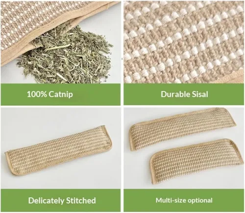 Vista 5 de Catnip Kicker Pillow, Interactive Catnip Chew Toy, Catnips Pillow, Soft Sisal, Scratch and Bite Resistant for Teething Play & Stress Relief (L)