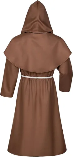 Vista 4 de Conjunto de collar y cinturón medieval renacentista, monje, fraile, sacerdote, capa con capucha y cinturón para cosplay