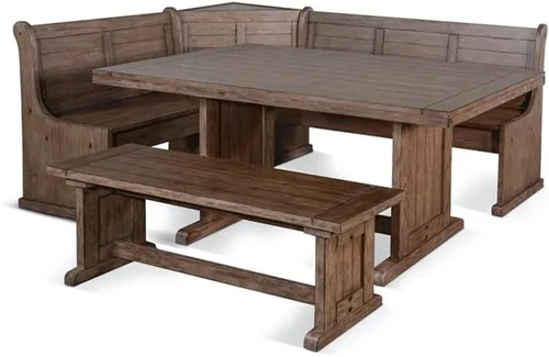 Vista 7 de Sunny Designs Juego de rincón de desayuno de madera maciza (gris alpino)