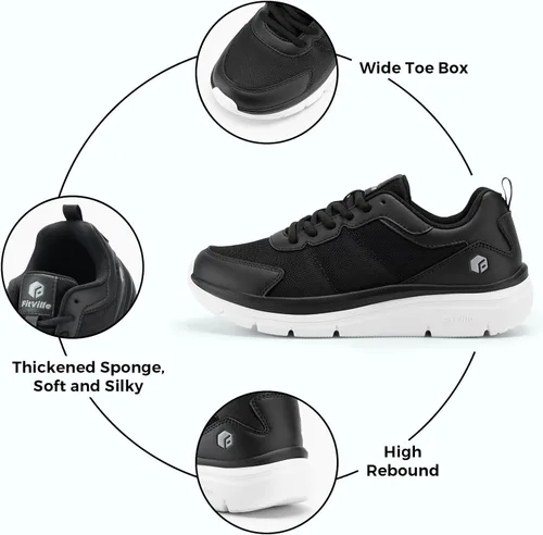 Vista 2 de FitVille Zapatos de caminar para hombre, de ancho ancho, con amortiguación máxima, ligeros, zapatos casuales para alivio de la fascitis plantar