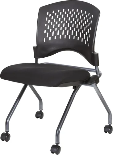 Vista 3 de Office Star - Silla anidadora plegable de plástico ventilado alrededor de la espalda, paquete de 2, tela FreeFlex de carbón