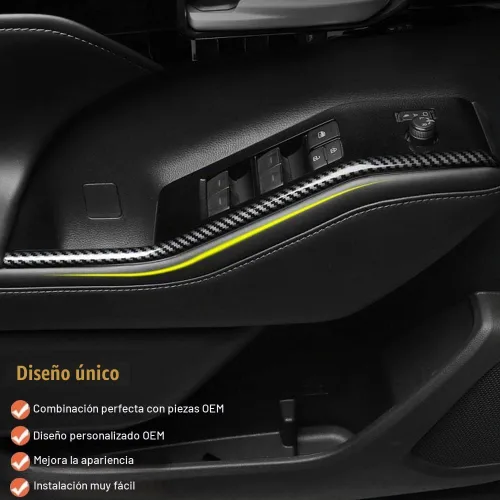 Vista 3 de LEXLEY 4 unids fibra de carbono reposabrazos ventana panel de control borde bordes para Toyota 2020-2026 Highlander XLE LE L XSE Limited Platinum