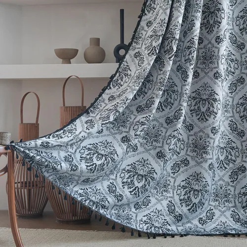 Vista 23 de ENJOYBRIDAL - 2 paneles de cortinas, florales, estilo bohemio, de granja, rústico o clásico, semitraslúcidas, con bolsillo para cortinero y borlas