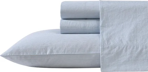 Vista 11 de Nautica - Sábanas, juego de ropa de cama de percal de algodón con funda de almohada a juego, vigorizante y fresco, bolsillo profundo