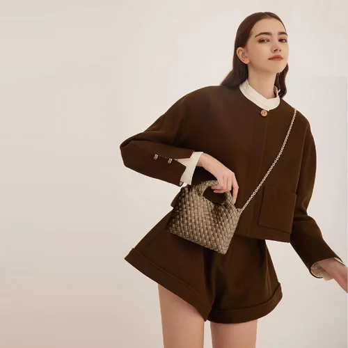 Vista 2 de Bolso de hombro pequeño, Bolsos y monederos para mujer, Bolso compuesto tejido, Bolsa de cadena de viaje, Bolso cruzado para teléfono