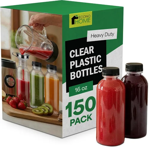 Vista 16 de EconoHome Paquete de 100 botellas redondas de jugo de 16 onzas, sin BPA