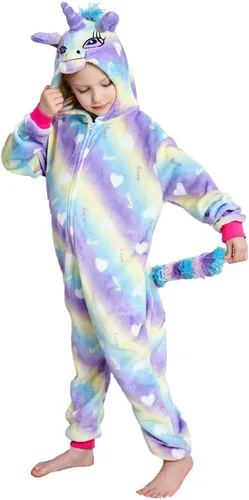 Vista 44 de Pijama de unicornio unisex para niños, enteritos para disfraz, Halloween