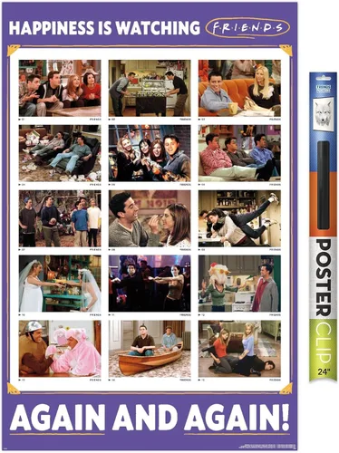 Vista 17 de Trends International Friends 30th - Póster de pared con texto en inglés "Watching Again", 14.72 x 22.37 pulgadas, versión enmarcada de madera