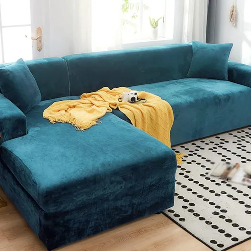 Vista 14 de Funda de terciopelo para sofá en forma de L, 1, 2, 3, 4 plazas, funda elástica para sofá seccional, protector de muebles antideslizante para niños