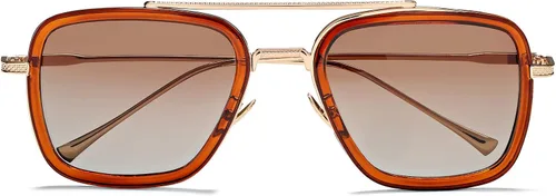 Vista 4 de DeBuff Tony Stark Gafas de sol de marco de metal cuadrado polarizadas UV400