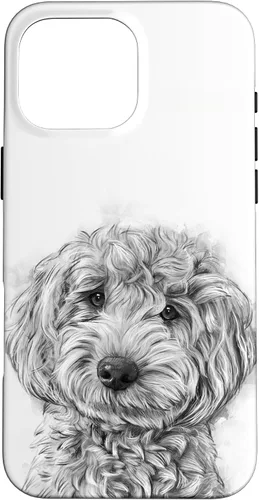 Vista 19 de iPhone 12/12 Pro Golden Doodle Retrato lindo perro ilustración caso de regalo