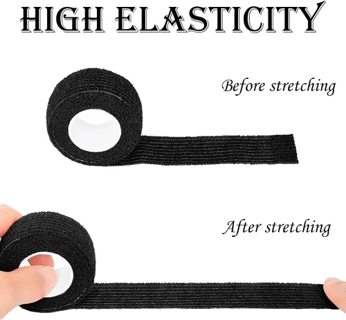 Vista 3 de Tindobewan Envoltura de vendaje autoadhesiva, 1 pulgada, 8 rollos, color negro Vendaje cohesivo transpirable Vet Tape Vendaje adhesivo elástico