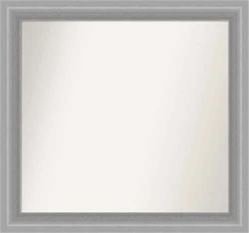 Vista 482 de Amanti Art Espejo de baño plateado para sobre el fregadero, 24 x 24 pulgadas, espejo cuadrado de peltre forjado a medida, marco de madera casual