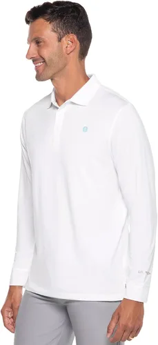 Vista 3 de Coolibar playera polo para golf con UPF 50+ para hombre - Protege del sol, XL, Blanco
