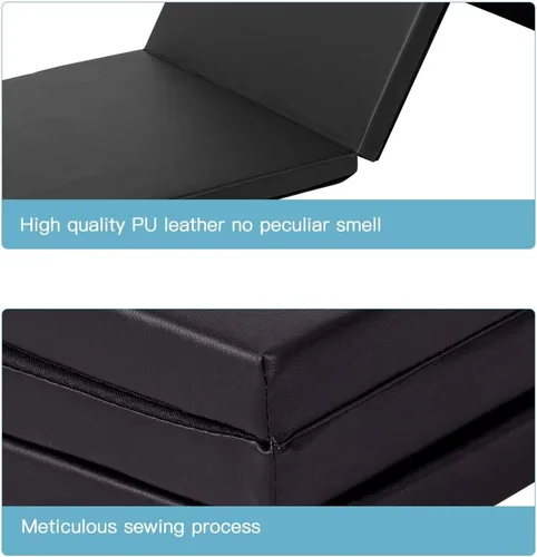 Vista 3 de Exercise Mat 2'x6'/4'x8'/4'x10' Gymnastics Mat Folding Gymnastics Tumbling Mats 1.6"-2" Thick PU Leather Yoga Mat Portable With Carrying Handles for