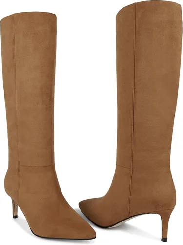 Vista 59 de wetkiss Botas altas hasta la rodilla para mujer, con tacón de gatito y diseño de punta puntiaguda, clásicas y sexys