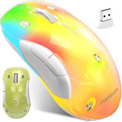 Vista 10 de Memzuoix ratón inalámbrico LED 2.4G, ratón recargable ergonómico con cubierta desmontable, ratón óptico portátil de 1200 DPI con receptor USB